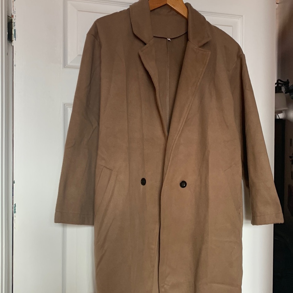 Beige Oversized Unlined Coat